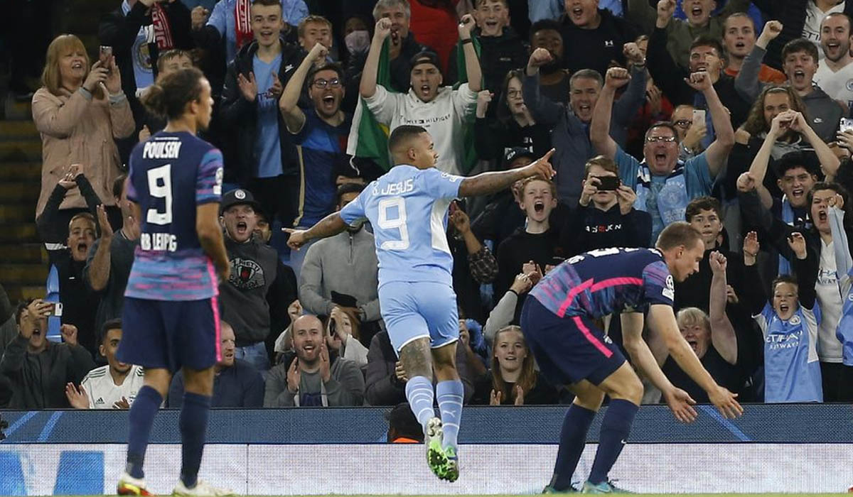 Man City survive Nkunku hat-trick to overwhelm Leipzig 6-3
